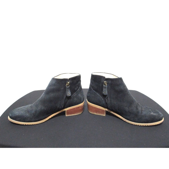 Hush Puppies Medium Moyen Black Suede Side Zip Booties Women 7.5 - Picture 5 of 11